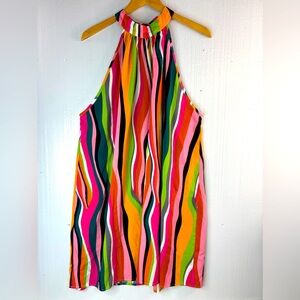 SHEIN Multicolored Sleeveless Candy Striped Mini Dress Resort Wear